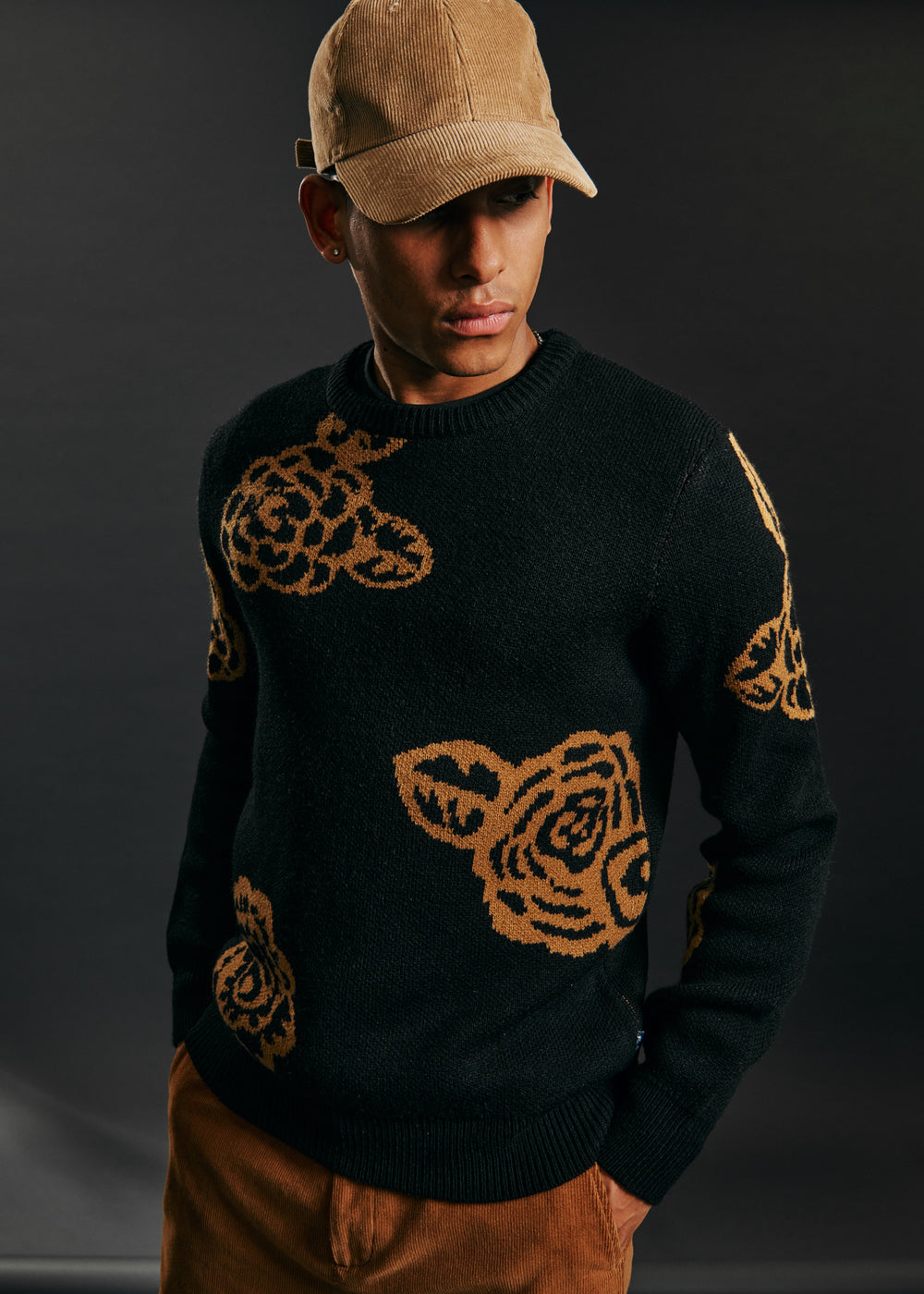 Ben Sherman Winter Floral Knitwear Black | WVLO12453