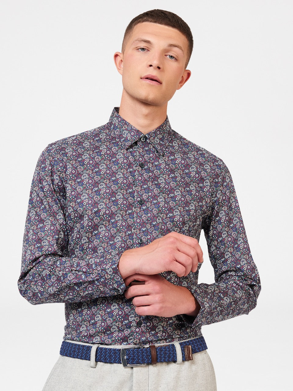 Ben Sherman Winter Floral Shirts Purple | WZJM60539