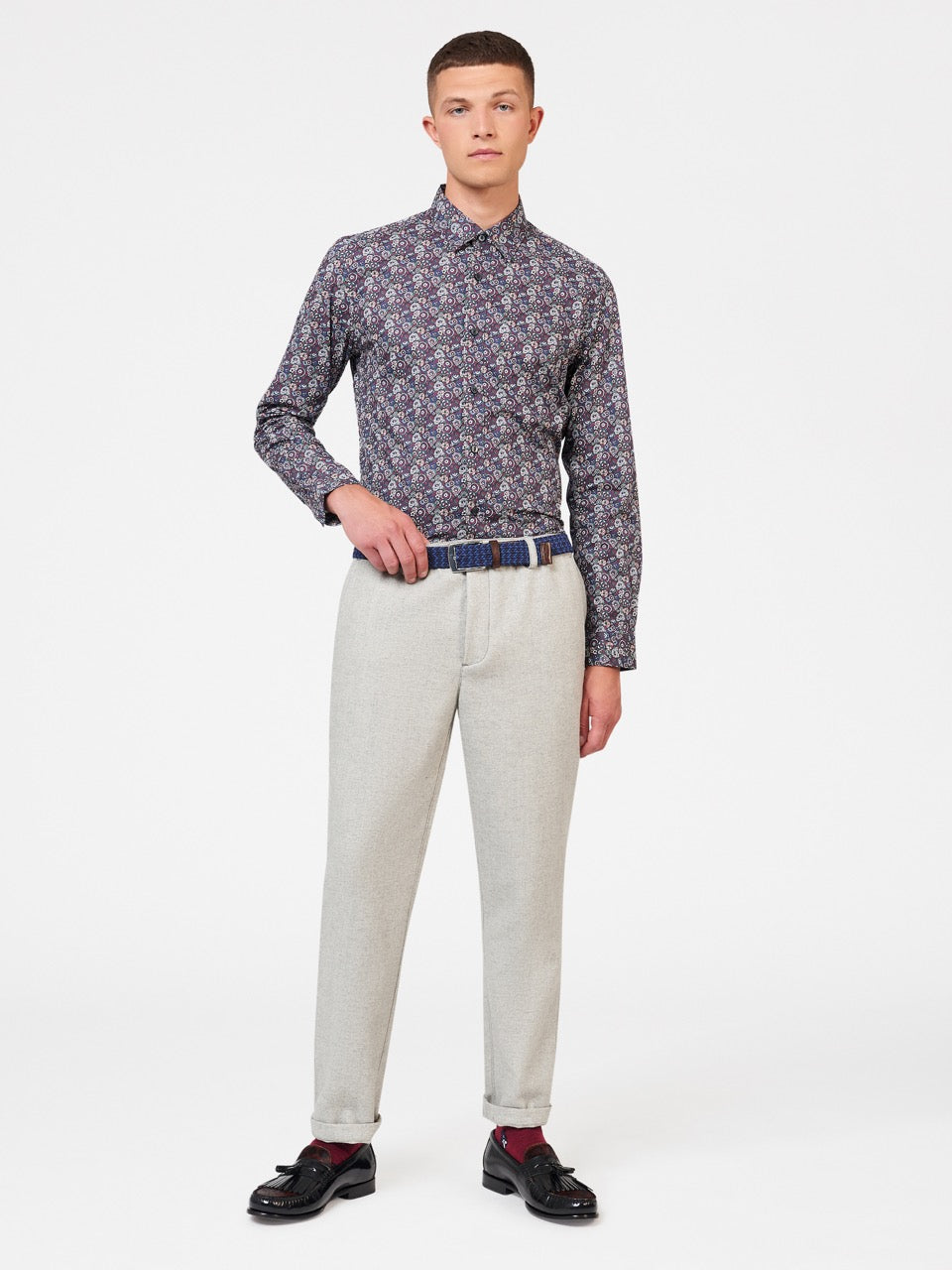 Ben Sherman Winter Floral Shirts Purple | WZJM60539